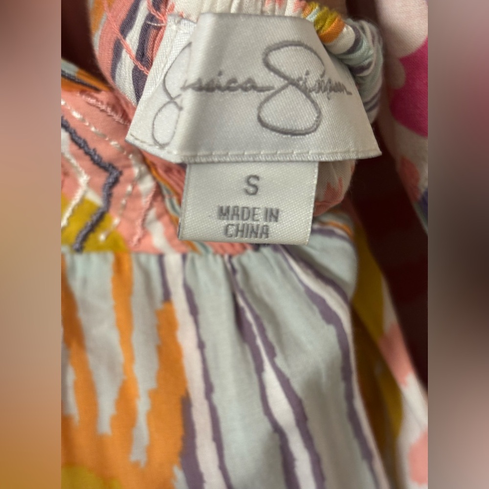 Multicolor Patterned Women's Lined Halter Maxi Dress Size Small 💯% Rayon - Picture 13 of 14